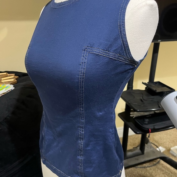 Vintage Versace muscle tank, navy with gold trim, size small - Picture 7 of 10